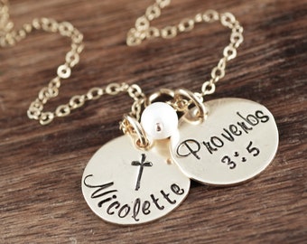 Gold Personalized Confirmation Jewelry, Confirmation Necklace, Gift for Girl, Communion Cross Pendant, Cross Necklace, Communion Gift