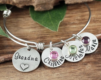 Personalized Grandma Bracelet, Mother's Bangle Bracelet, Gift For Mom, Gift For Grandma, Bracelet for Grandma, Mother's Day Gift, Mom Gift