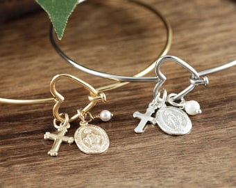 Marien Magdalene Armband, Konfirmation Geschenk, Glaube Armband, Kreuz Armband, Kommunion Geschenk, Geschenk für Sie, Religiöses Geschenk