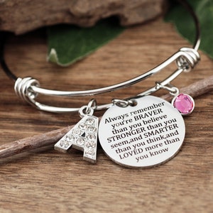 You Are Braver Than You Believe Stronger Than You Seem, and Smarter Thank You Think, Personalized Inspirational Bracelet, Pooh Quote