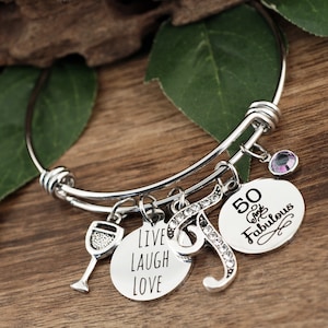 50 and Fabulous, 50th Birthday Gift for Her, 50th Birthday Girl, 50th Birthday Gift, Fiftieth Birthday, Live Laugh Love, Friend Gift