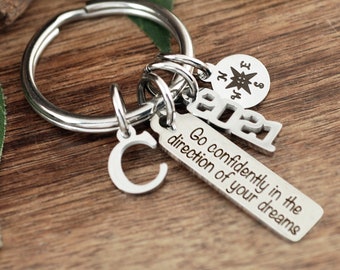 Go confidently in the direction of your dreams, Personalized Keychain, Graduation Gift, College Graduation, Graduate Gift, Class of 2021