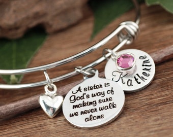 Sister Gift, Sisters Bracelet, Bracelet for Sister, Gifts for Sister, Charm Bracelet, Sister Birthday Gift, Sisters never walk alone