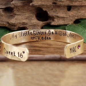 Personalized Sweet 16 Cuff Bracelet, Custom Cuff Bracelet, Sweet Sixteen Jewelry, Gift for Daughter, Sweet 16th Birthday Gift, Sweet 16 Gift