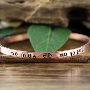 No Mud No Lotus, Inspirational Bracelet, Lotus Bracelet, Boho Jewelry, Yoga Bracelet, Yoga Gift, Gift for Her, Personalized Gift image 2