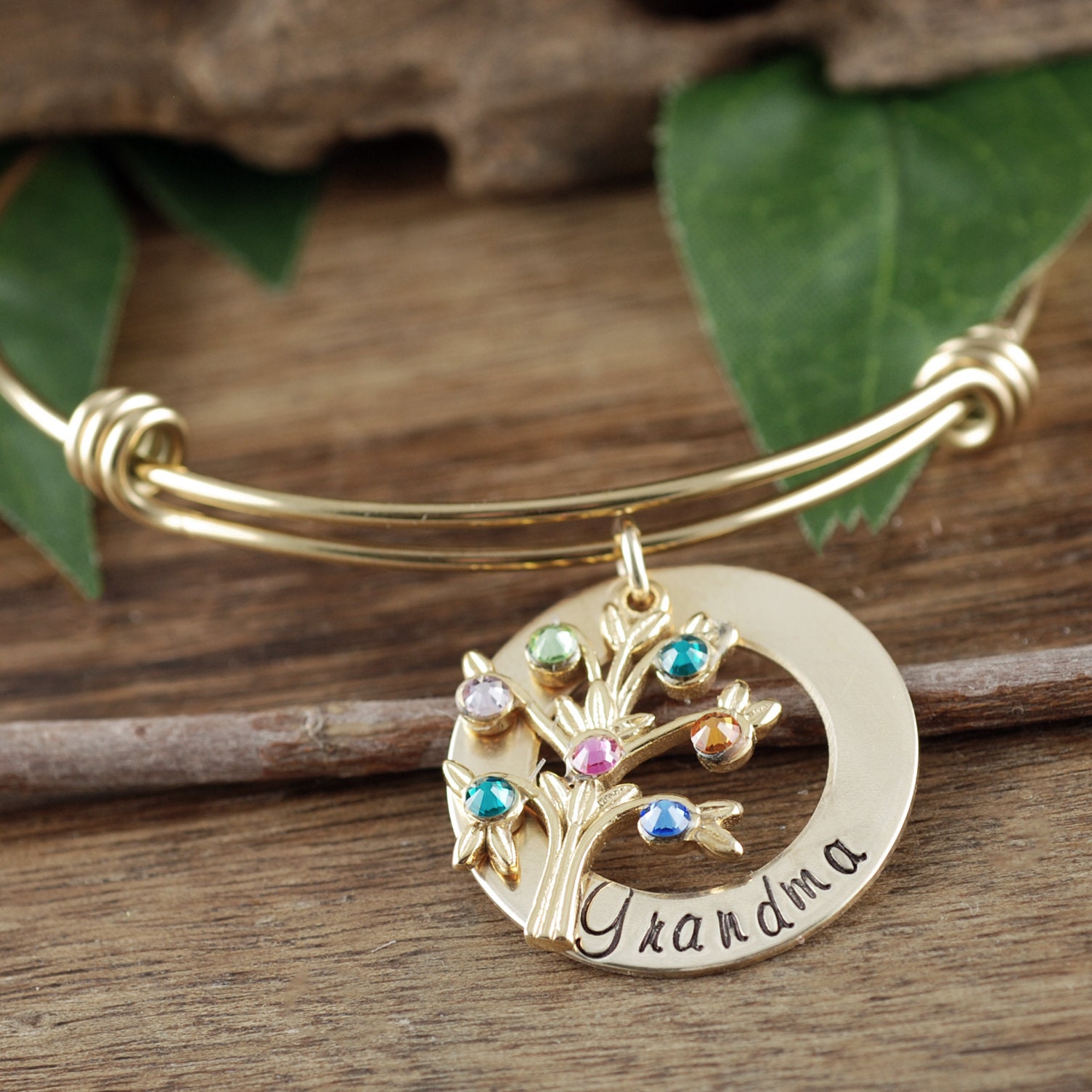 Grandmother Birthstone Bracelet, Family Tree Bracelet for Grandma