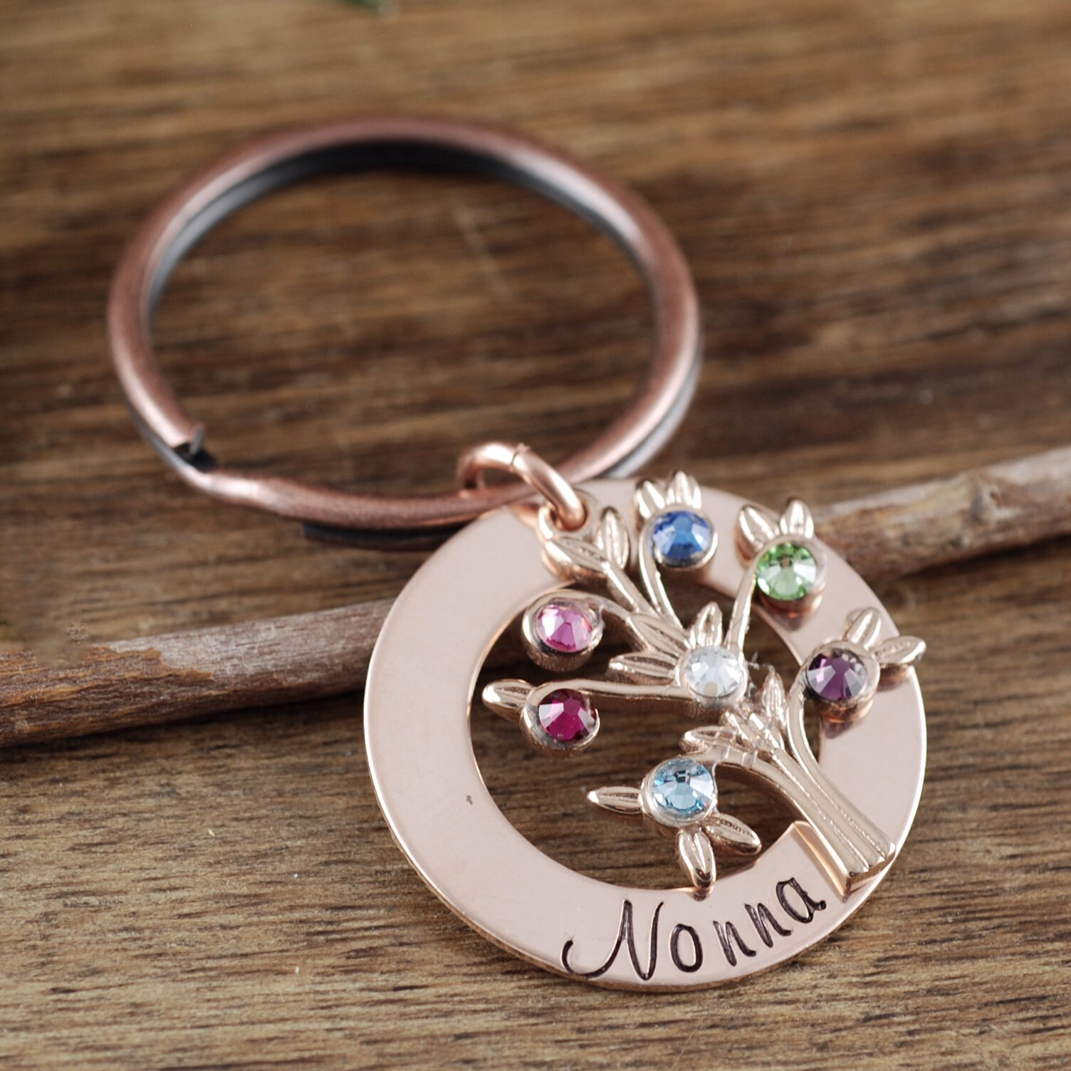 Birthstone Keychain, Family Tree Keychain for Grandma ...