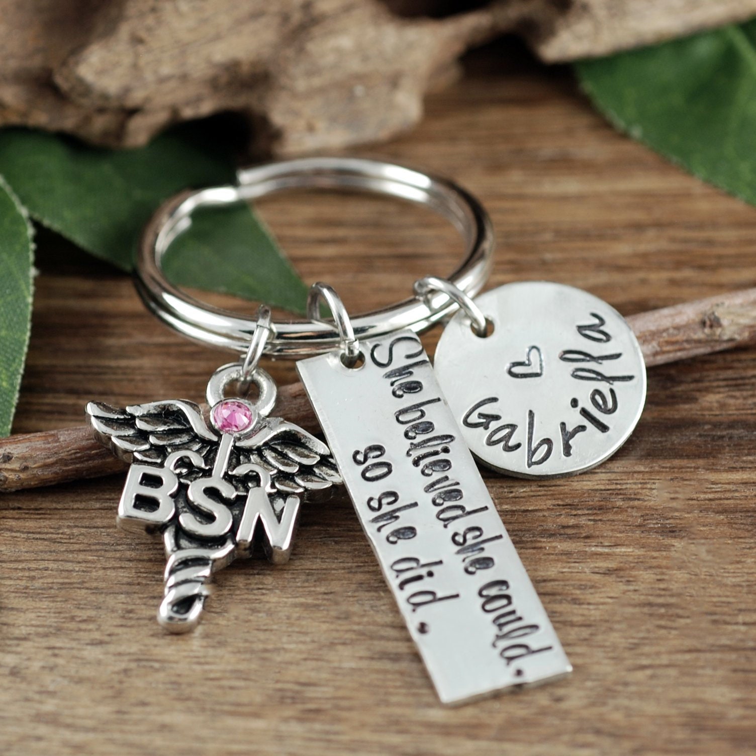She Believed She Could Nurse Keychain, Personalized BSN Keychain, BSN