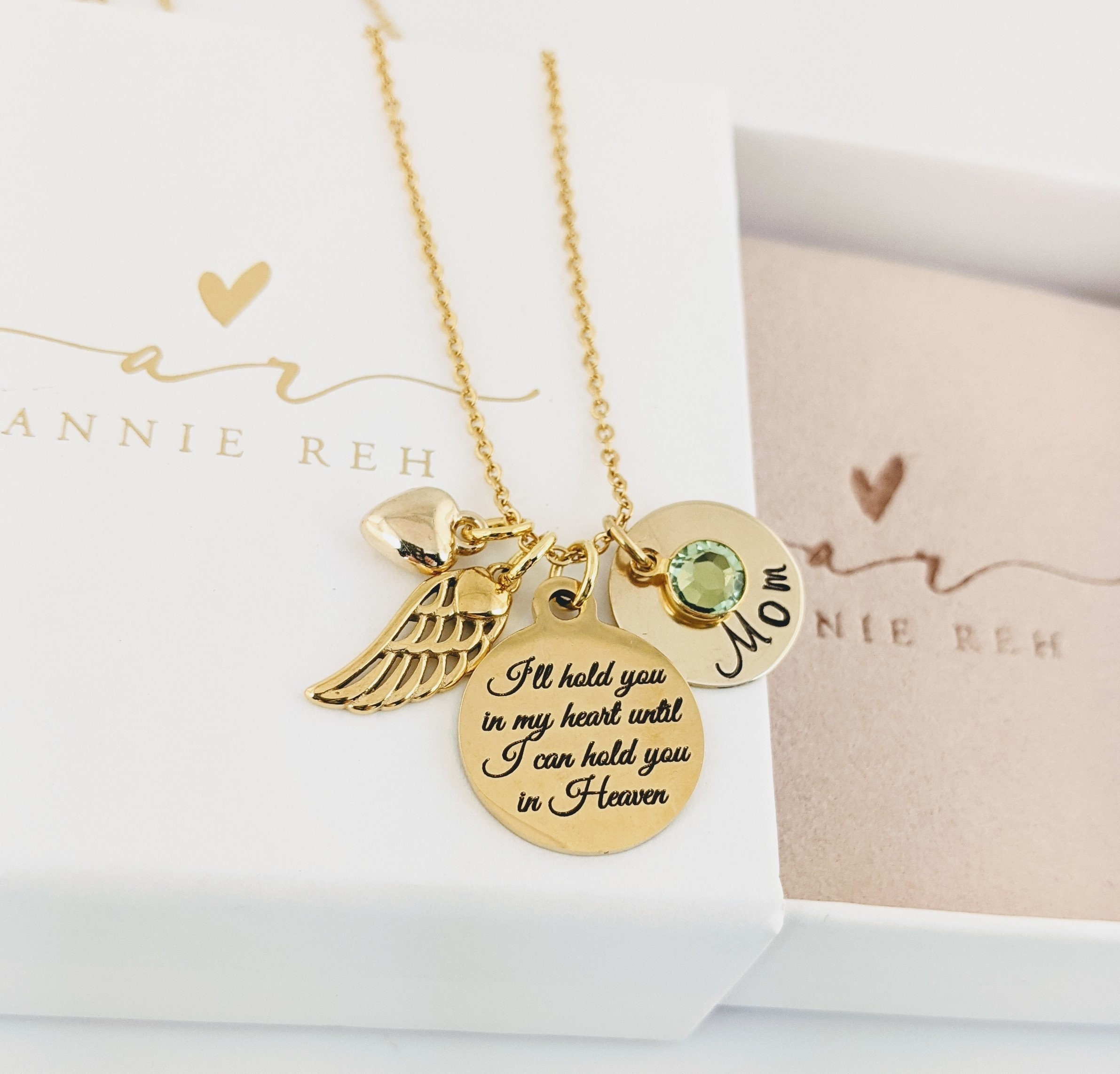 I ll Hold You in My Heart Until I Hold You in Heaven Personalized Memorial Necklace Remembrance Necklace in Memory Of Loss of Parent Etsy UK