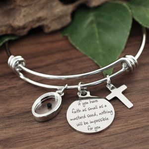 Mustard Seed Bracelet, Inspirational Christian Gift, Matthew 17:20 Bracelet, Faith as small as a mustard seed, Mustard Seed Charm image 6