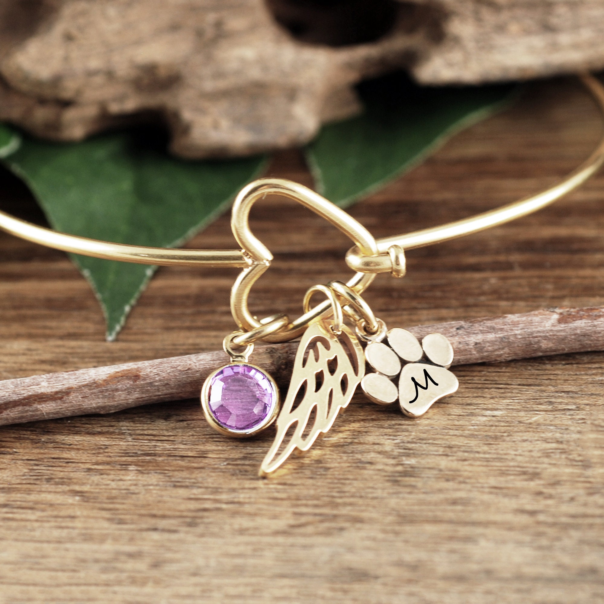 Memorial Pet Bracelet, Personalized Pet Memorial Bracelet, Birthstone