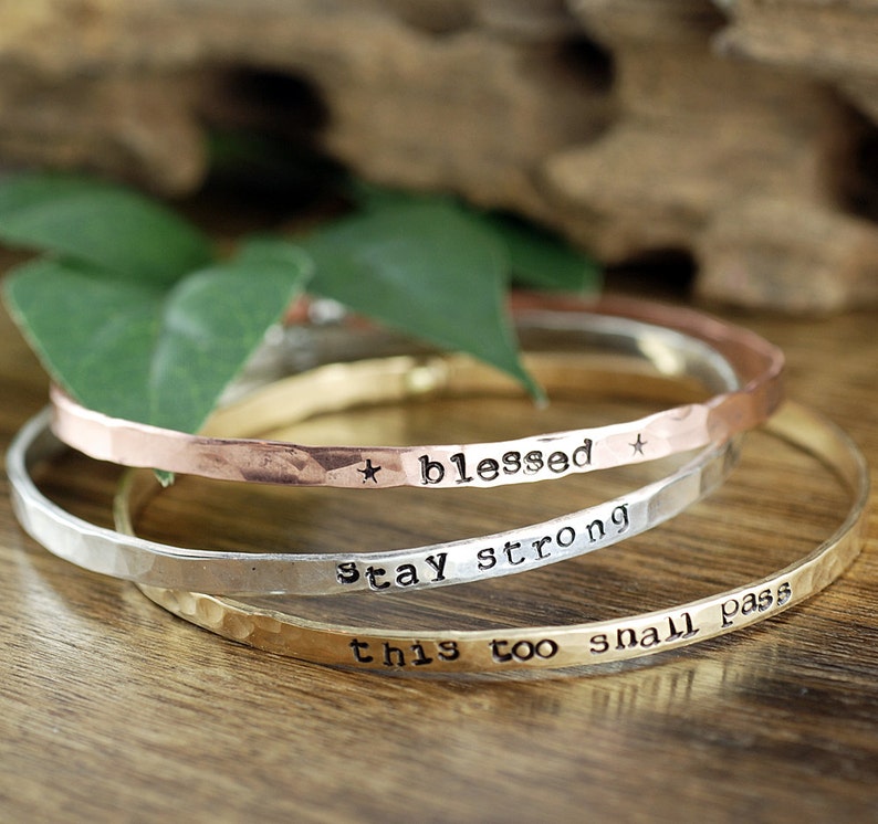 Inspirational Gift Custom Quote Bracelet Motivational Bangle Etsy