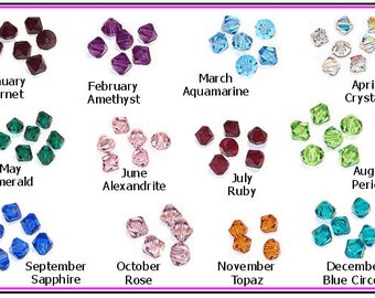 Add a 4mm Bicone Birthstone- birthstone Crystal - Gold or Silver, Month Birthstone