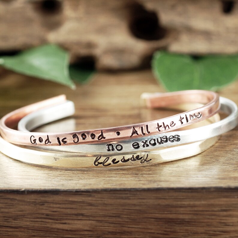 Inspirational Cuff Bracelets Faith Jewelry Encouragement Etsy