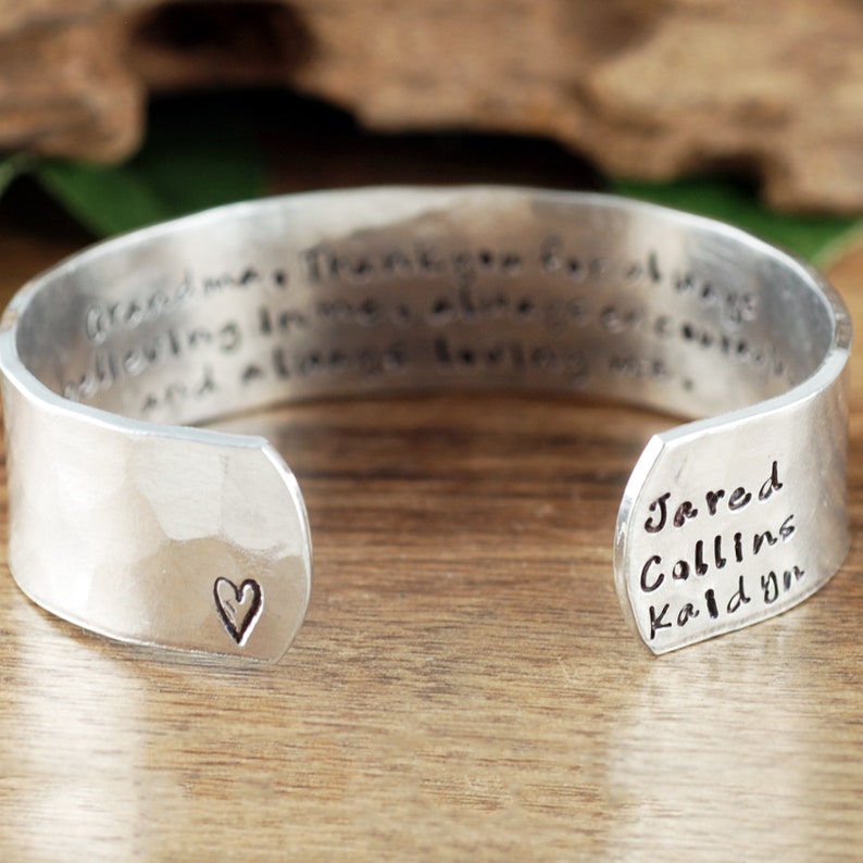 Personalized Grandma Bracelet Grandmother Cuff Bracelet Etsy