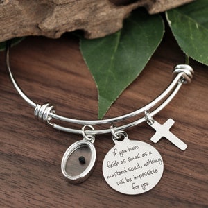 Mustard Seed Bracelet, Inspirational Christian Gift, Matthew 17:20 Bracelet, Faith as small as a mustard seed, Mustard Seed Charm image 5