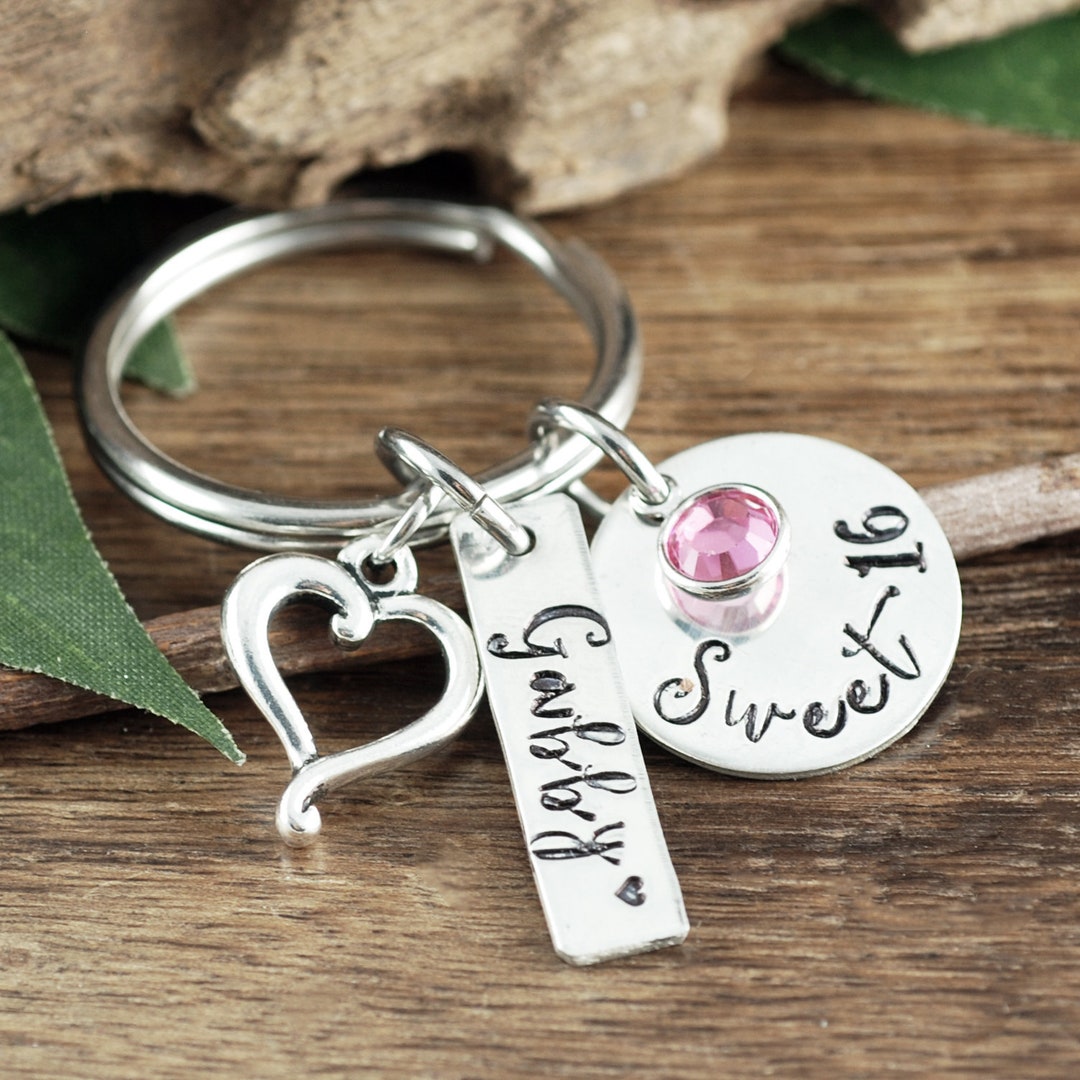 Personalized Sweet 16 Keychain, Sweet 16 Keychain, Sweet 16 Gift, Sweet