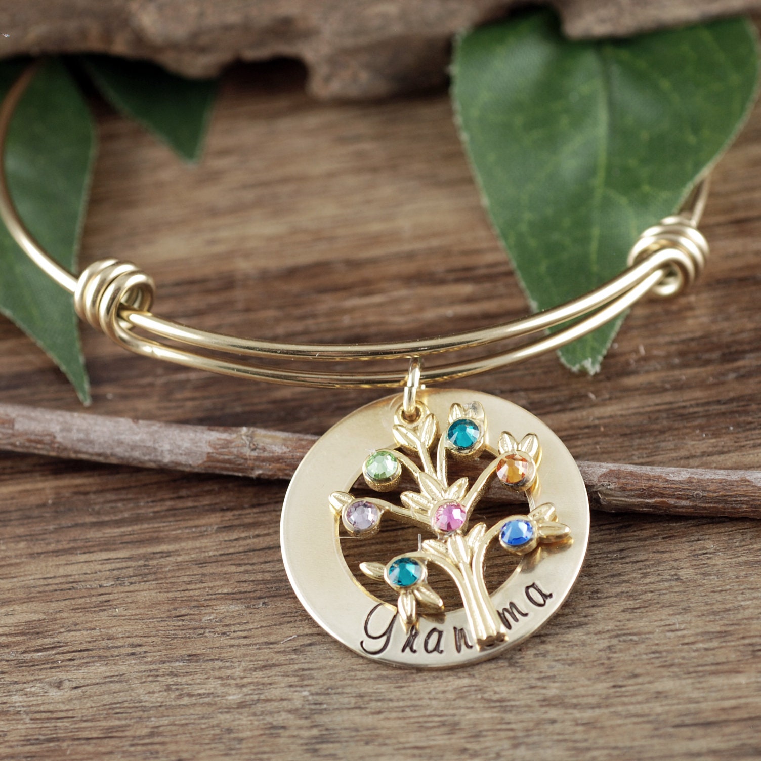Grandmother Birthstone Bracelet, Family Tree Bracelet for Grandma