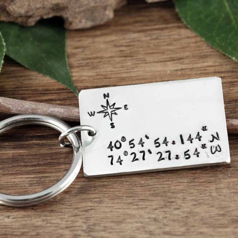 Where it all began Coordinates Keychain Gift for Him Etsy