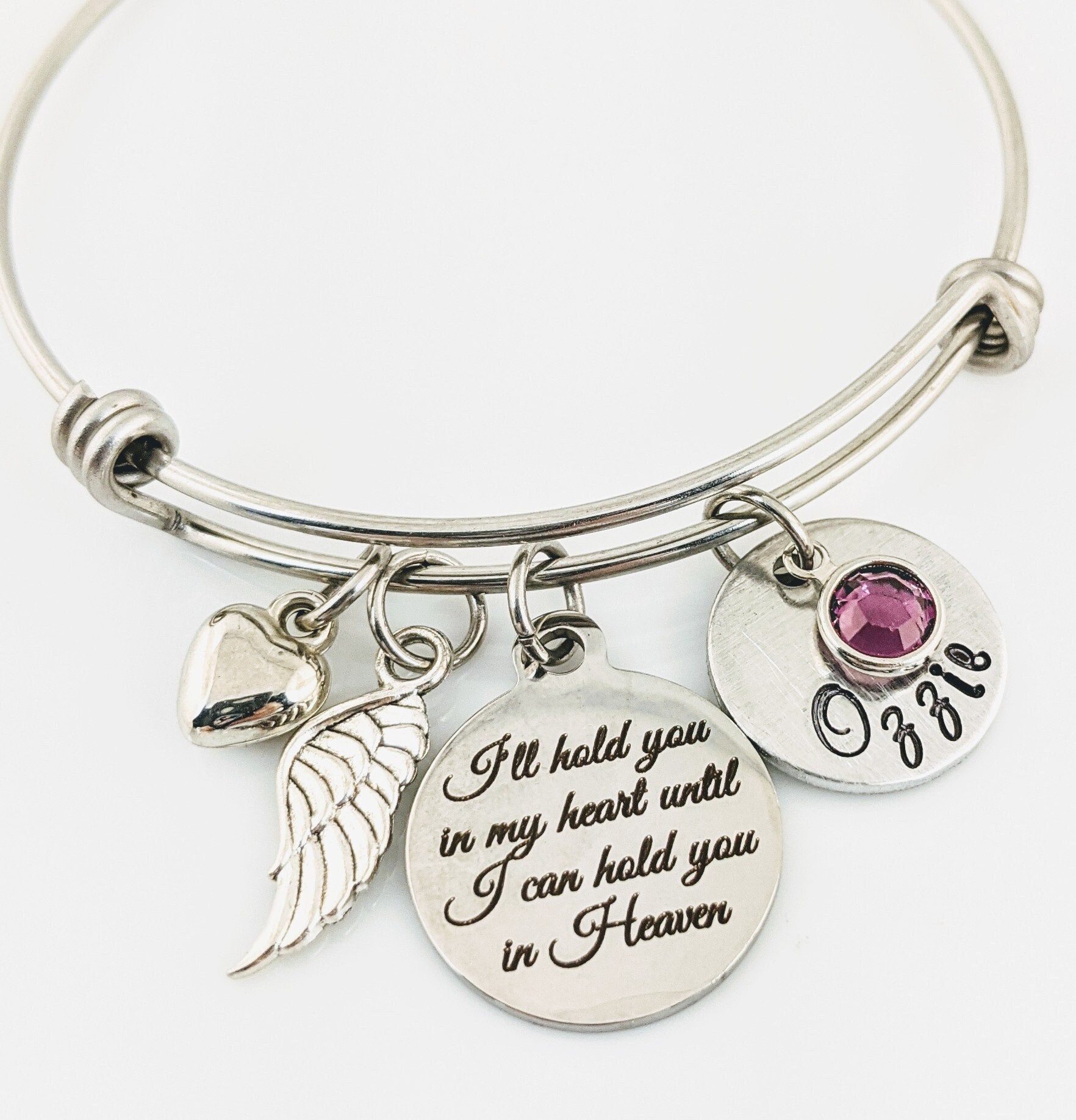 Jewellery Cremation & Memorial Jewellery Remembrance Bracelet Loss of Parent I'll hold you in my Heart Memorial Bracelet Memorial Miscarriage Bracelet Personalized Bracelet 
