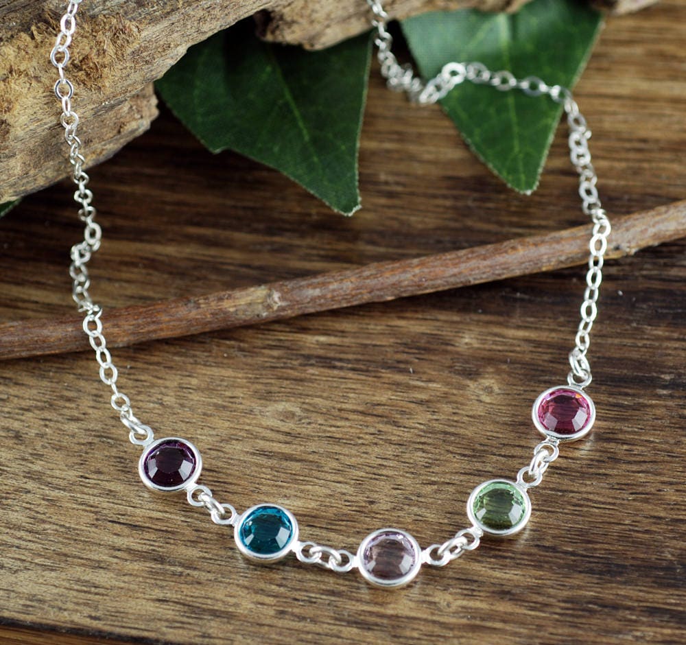 Mothers birthstone necklace gold Clearance
