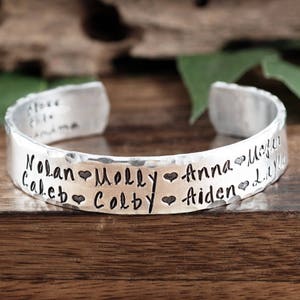 Personalized Grandma Bracelet, Grandmother Cuff Bracelet, Grandchildren's Names, Mothers Day Gift, Gift for Grandma,Christmas Gift for Her image 4