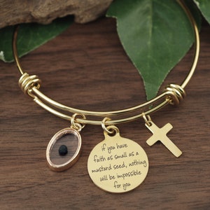 Mustard Seed Bracelet, Inspirational Christian Gift, Matthew 17:20 Bracelet, Faith as small as a mustard seed, Mustard Seed Charm image 4