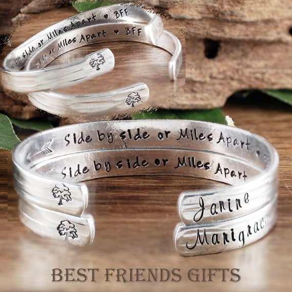 Side by Side or Miles Apart Sisters Bracelet Best Friend Jewelry
