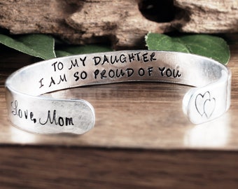 Gift for Daughter, Personalized Cuff, Daughter Bracelet, Birthday gift, Christmas gift, Gifts for her, Custom Cuffs, To my Daughter Gift