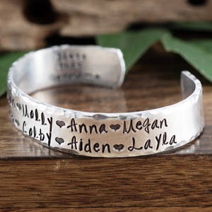 Personalized Grandma Bracelet, Grandmother Cuff Bracelet, Grandchildren's Names, Mothers Day Gift, Gift for Grandma,Christmas Gift for Her image 5