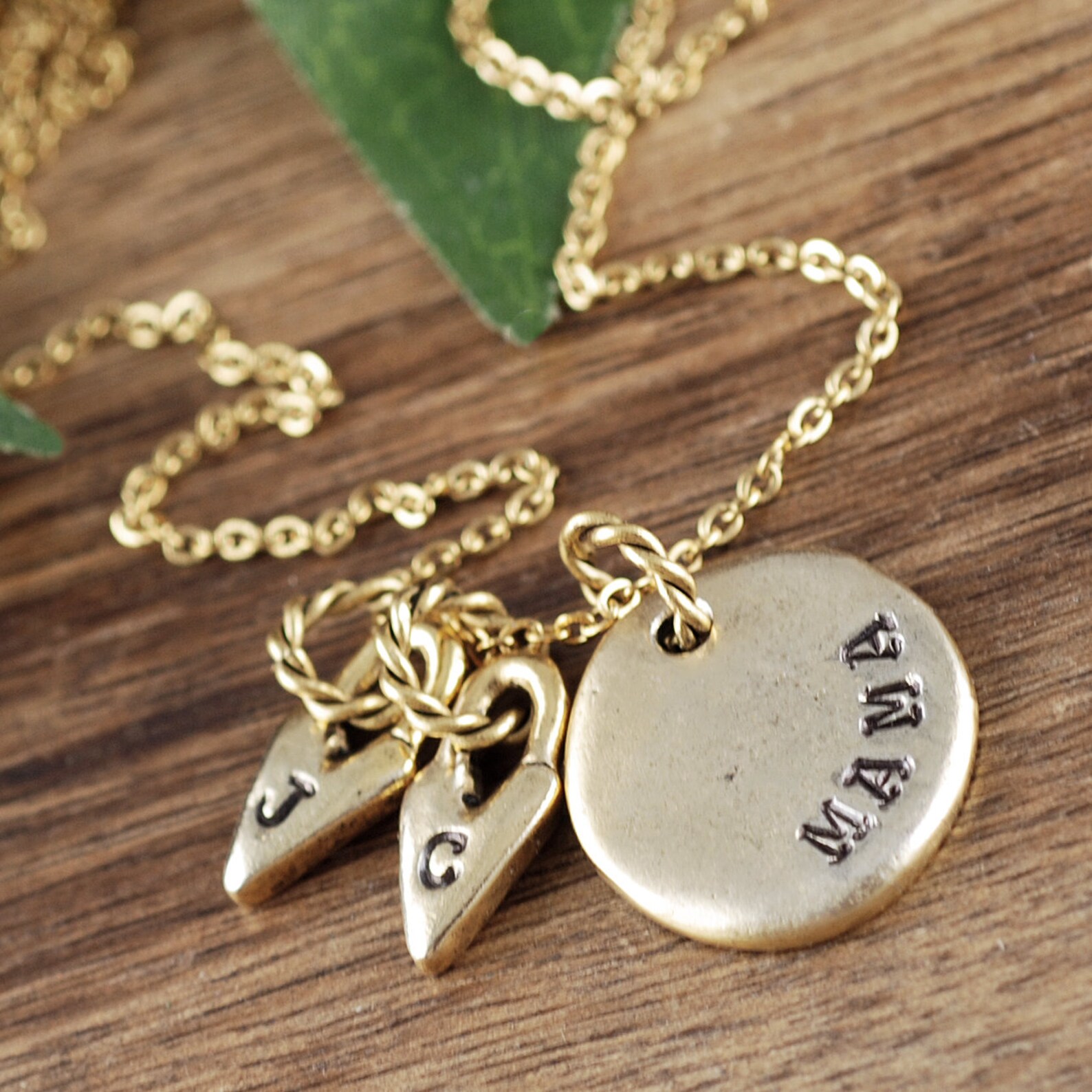 Personalized Gold Mom Necklace Mother's Necklace Heart Etsy