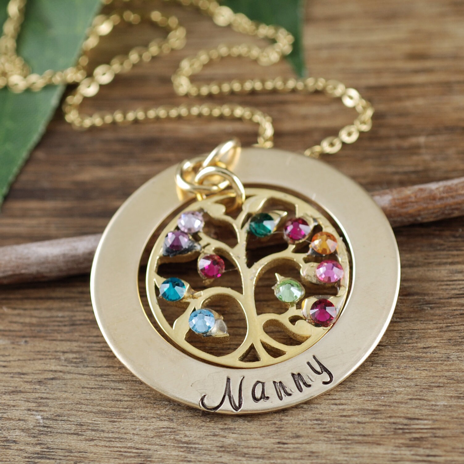 Grandmother Family Tree Birthstone Necklace, Tree of Life