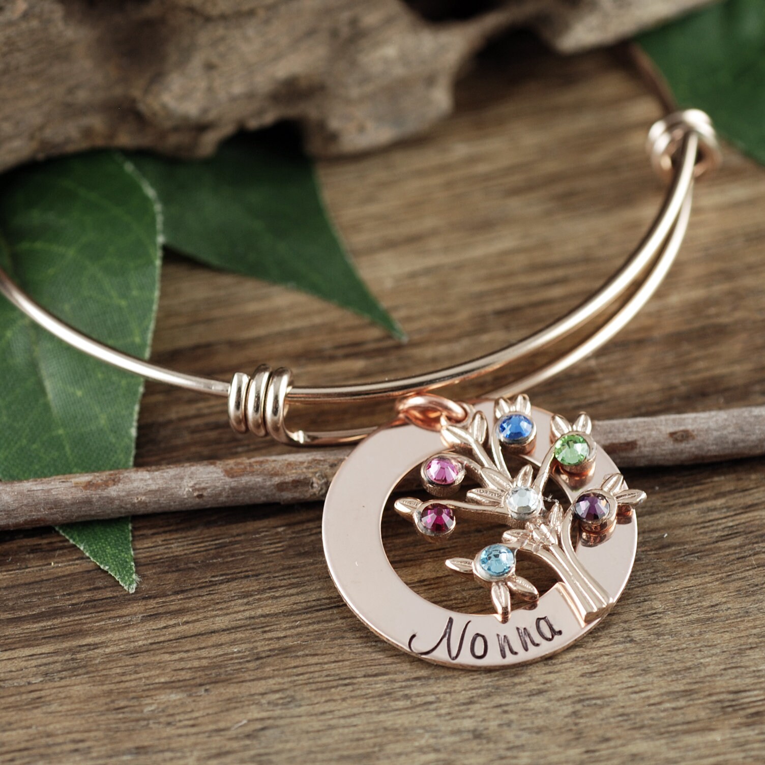 Grandmother Birthstone Bracelet, Family Tree Bracelet for Grandma