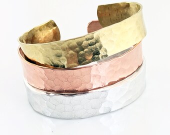 Hammered Cuff Bracelet, Hammered Metal Cuff, Modern Bracelet, Cuff Jewelry, Wide Cuff Bracelet, Silver Cuff Bracelet, Copper Hammered Cuff