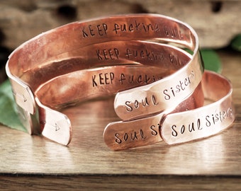 Soul Sisters Bracelet, Keep Fucking Going Bracelet, Keep Going Inspirational Bracelet, Personalized Bracelet, Custom Secret Message Bracelet