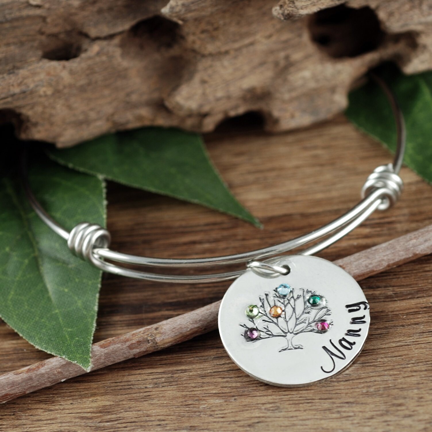 Birthstone Bracelet for Grandma, Family Tree Bracelet for Grandma