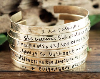 Quote Bracelet, Personalized Cuff Bracelet, Inspirational Jewelry, Inspirational Cuff Bracelet, Positive Message, Favorite Quote