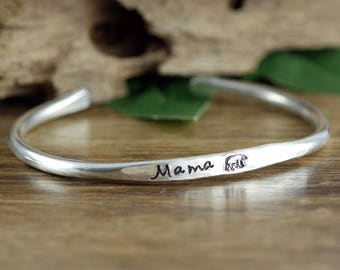 Pulsera Mama Bear, Pulsera del Manguito de la Madre, Manguito de la Mamá oso, Pulsera del Oso del Bebé, Regalo del Día de la Madre, Regalo para la Mamá, Manguito Personalizado,