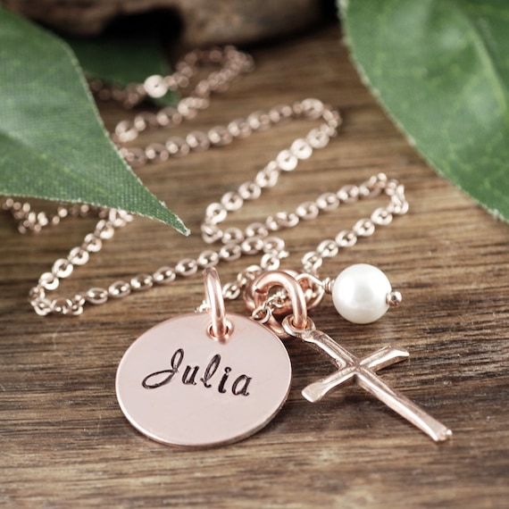 Personalized Faith Necklace, Confirmation Jewelry, Communion Necklace, Gift for Girl, Communion Cross Necklace, Confirmation Gift
