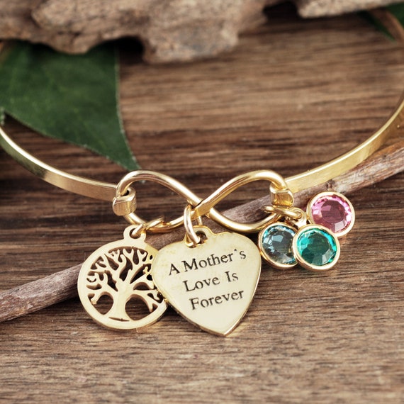Forever in a mother's heart personalized birthstone bracelet outlet