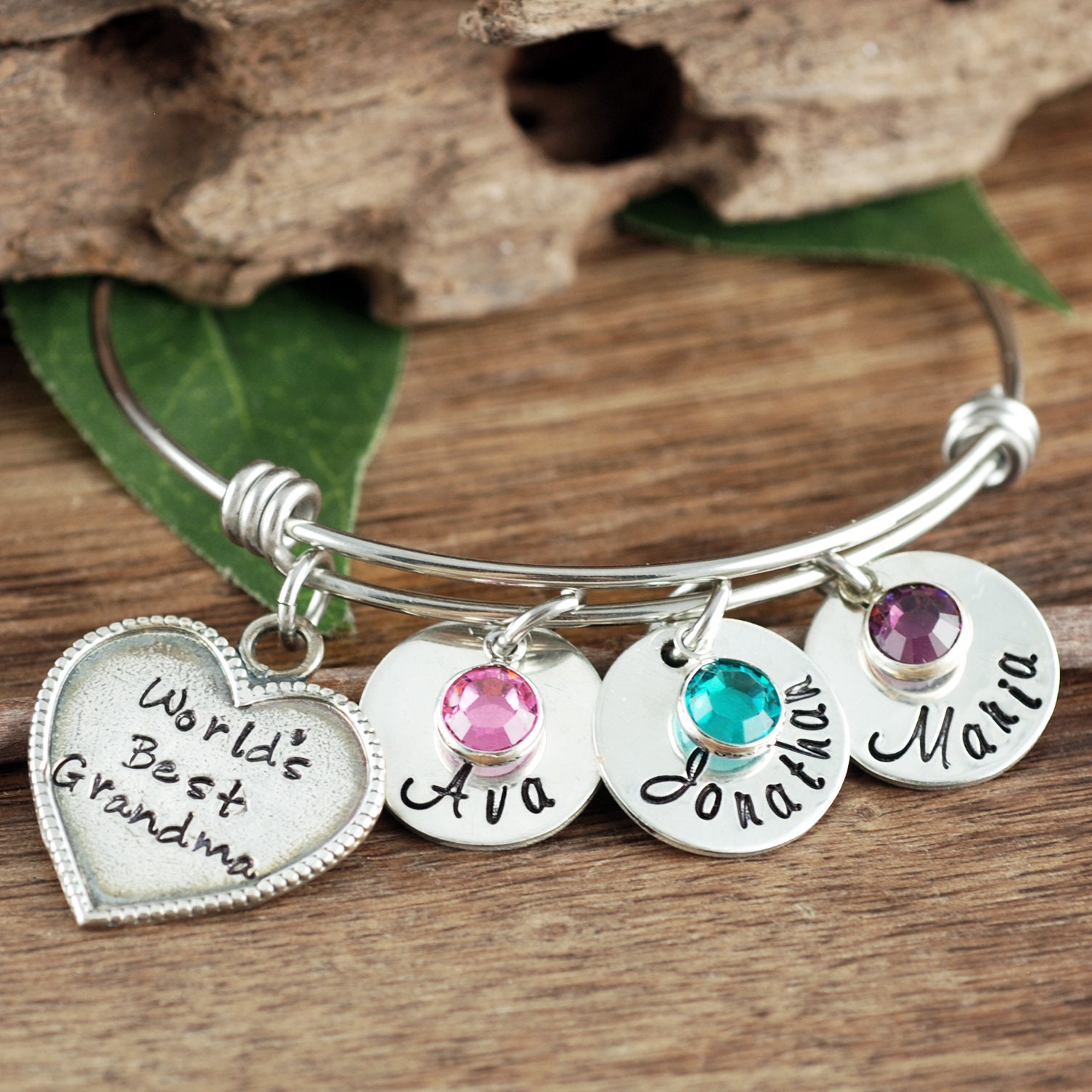 Personalized Grandma Bracelet, Grandmother's Bangle ...
