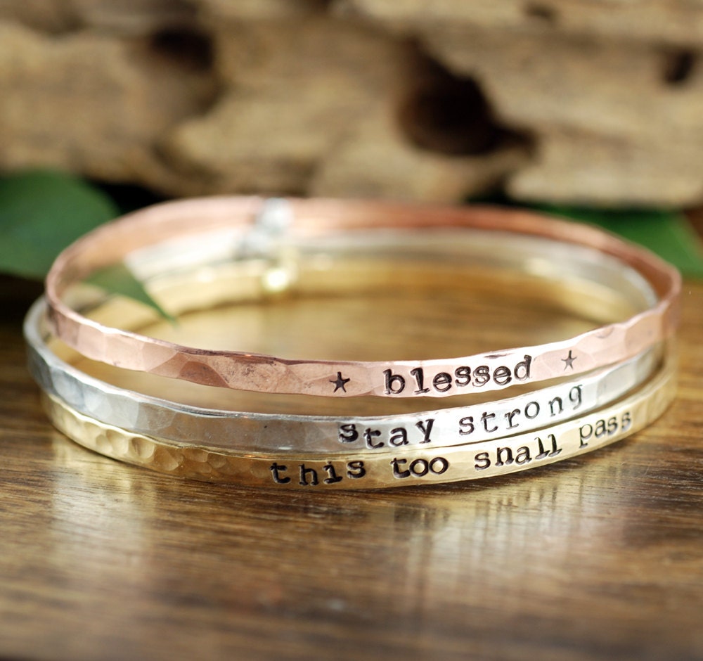 Set of all 3 Inspirational Gift Quote Bracelet Motivational Etsy