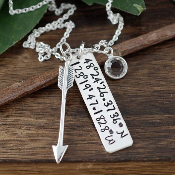 Custom Coordinate Jewelry Location Necklace Latitude Longitude