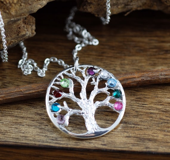 Gold Family Tree Necklace, Personalized Tree of Life Necklace, Mother's Necklace, Gift for Grandma, Mothers Day Gift, Gift for Mom