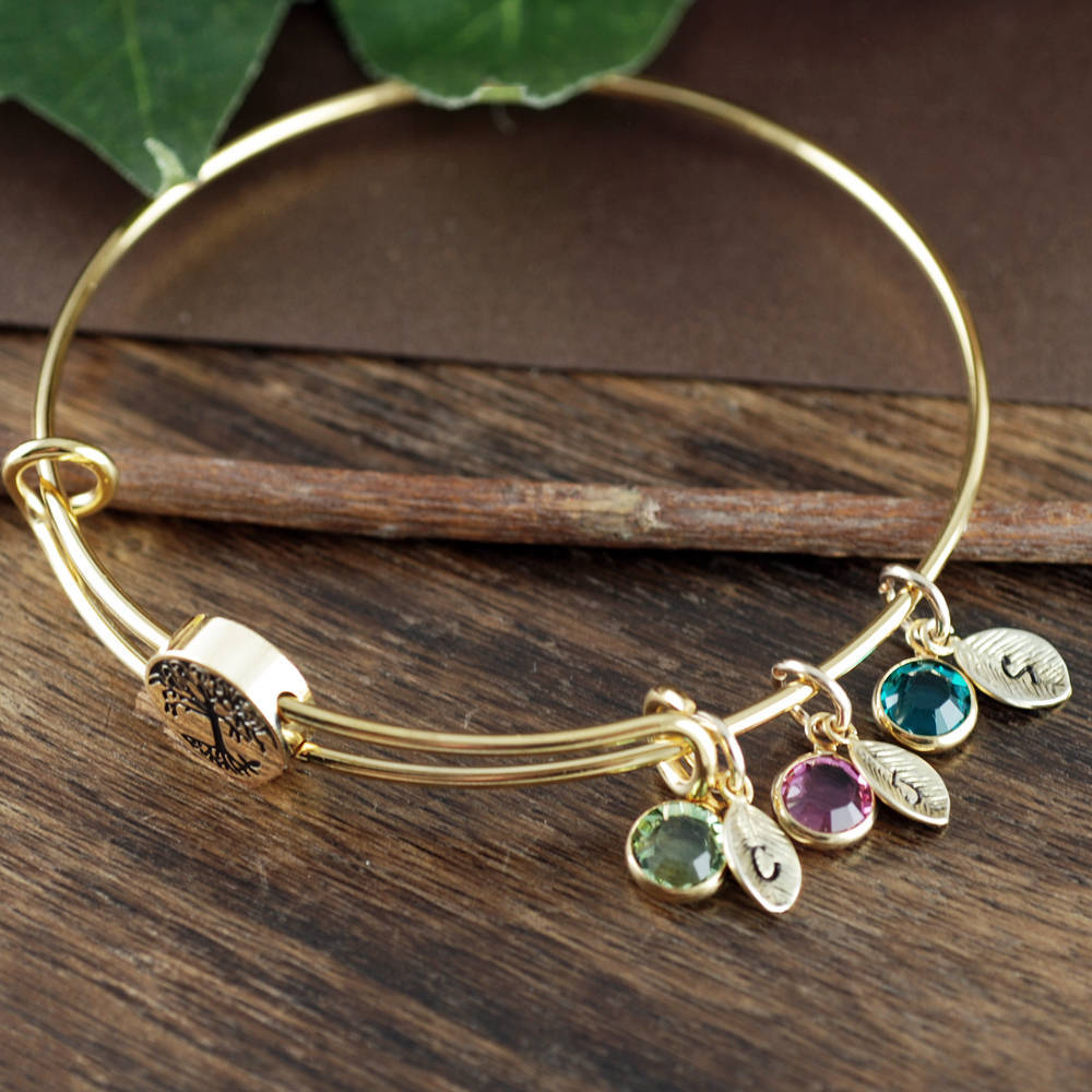 Silver Birthstone Bracelet for Grandma, Grandmother Bracelet