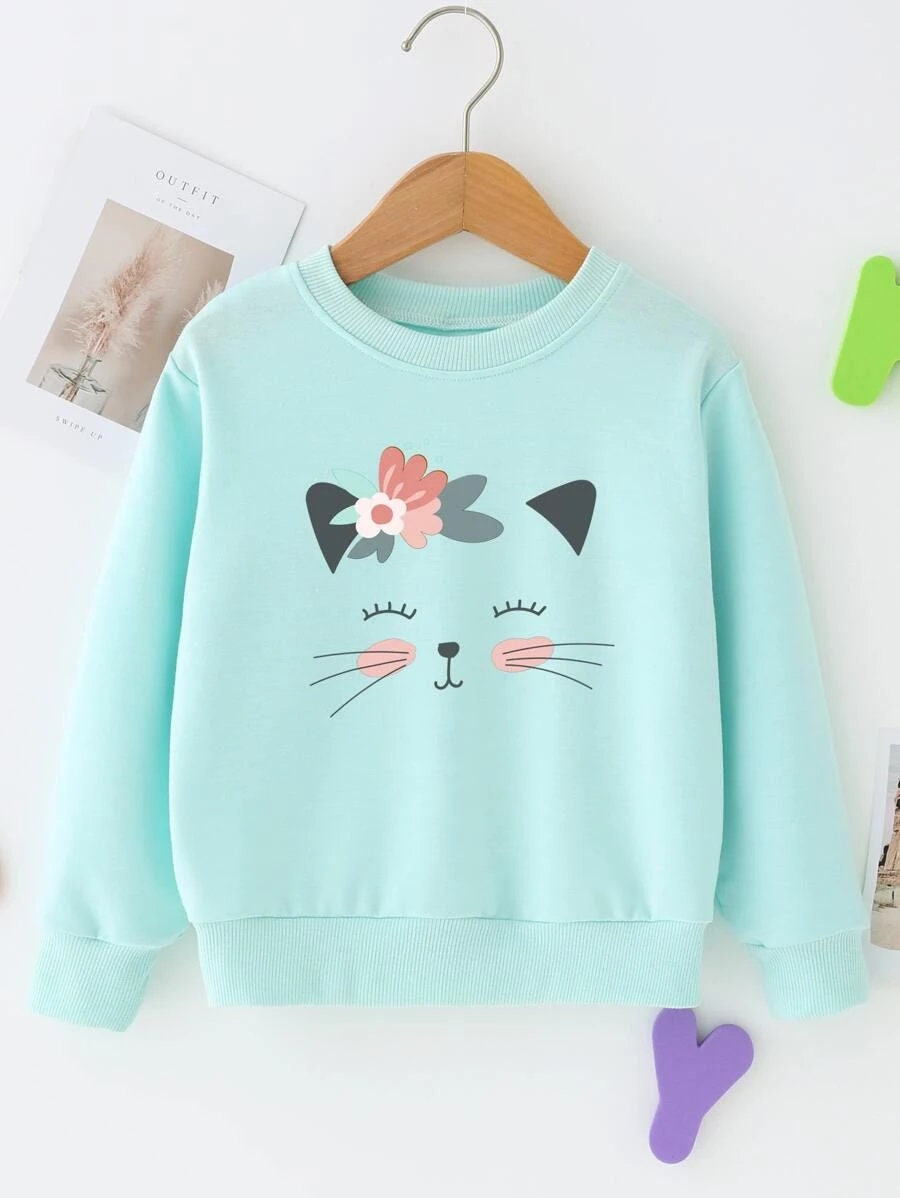 Cat Print Sweatshirt - Etsy