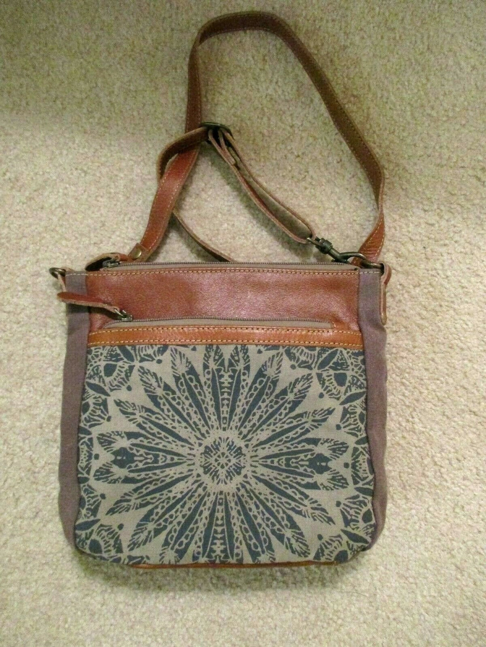 Myra Bag Crossbody Dizzy Circle Upcycle Canvas and Leather Etsy