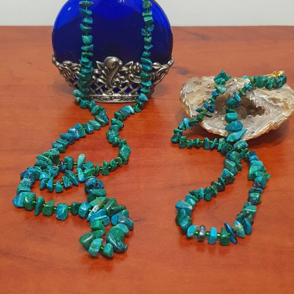 Collier de pierres d'Eilat, collier de perles turquoise foncé