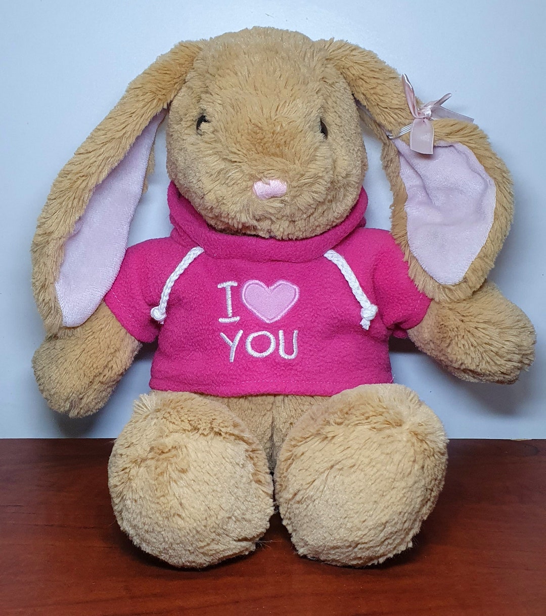 Build A Bear Bunny Rabit With Pink Hoodie and Ear Bow - Etsy