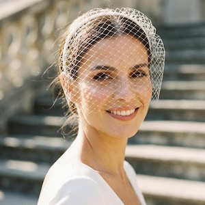 Birdcage Veil White Mesh Netting Bridal Fascinator Headband Civil Ceremony Wedding Accessory Bride
